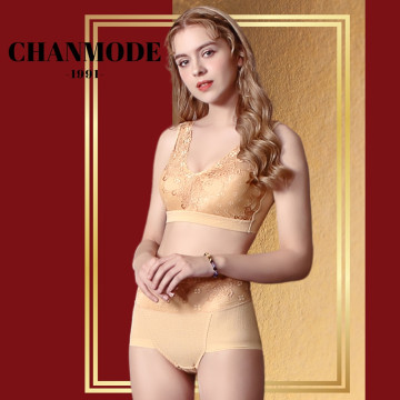 SUPER SALE-Bộ áo ngực CMD ren hai màu may mắn năm mới, dây vai bản rộng giảm áp lực, cúp năm ngón 