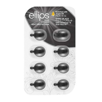 Ellips Hair Vitamin Moroccan Oil Shiny Black dạng blister 8 x 1 ml — vitamin tóc giúp tóc đen bóng, mềm mượt