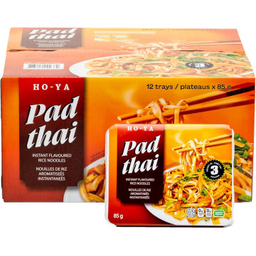 HO-YA Mì Gạo Pad Thái Ăn Liền, Hộp 12 gói 80g kèm gói rau củ, chay và đạt chứng nhận Halal