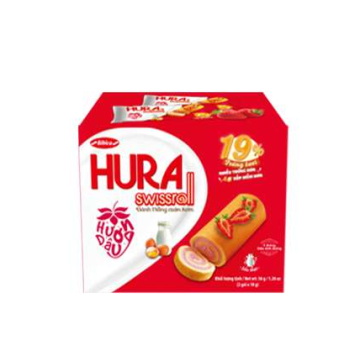 Hura Bánh bông lan cuộn hộp giấy 36g - Hương dâu