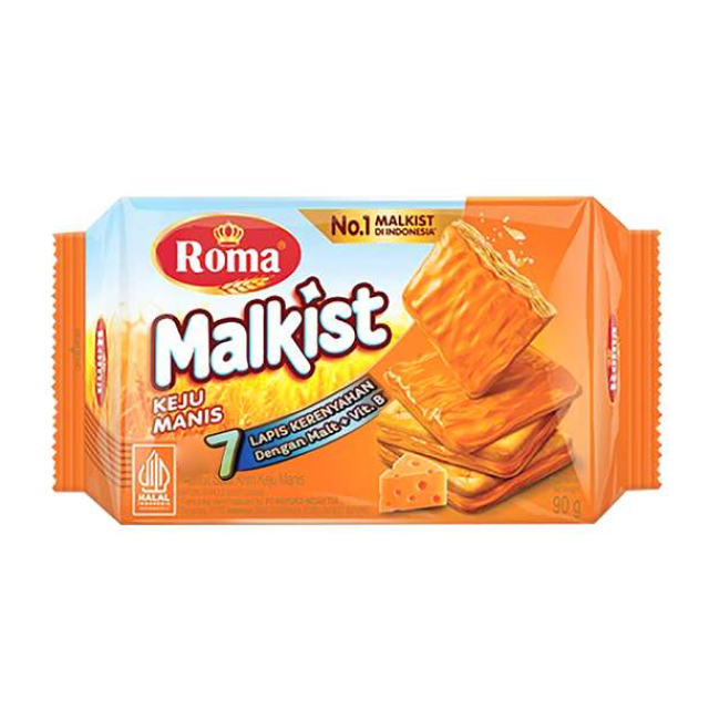 Bánh quy Roma Malkist vị kem phô mai ngọt - 90g (gói 15 miếng)