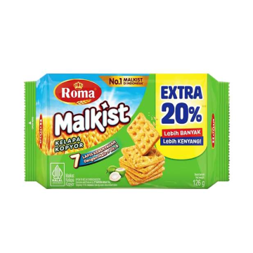 Bánh quy Roma Malkist 126g vị dừa Kopyor